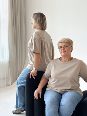 A casual, loose-fitting t-shirt with dropped shoulders.