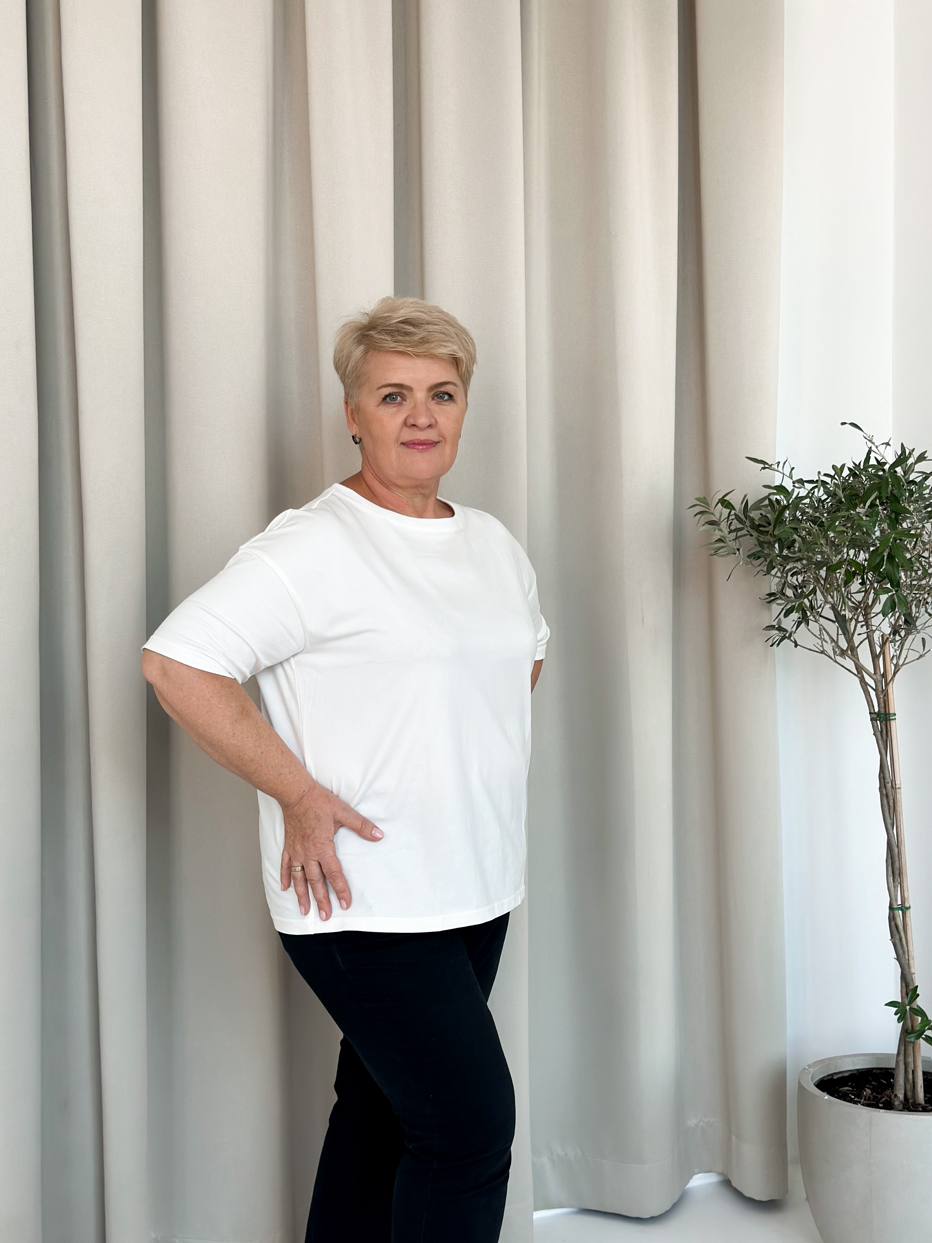 A casual, loose-fitting t-shirt with dropped shoulders.