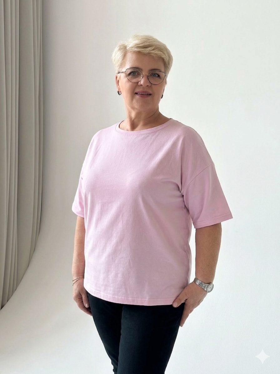 A casual, loose-fitting t-shirt with dropped shoulders.